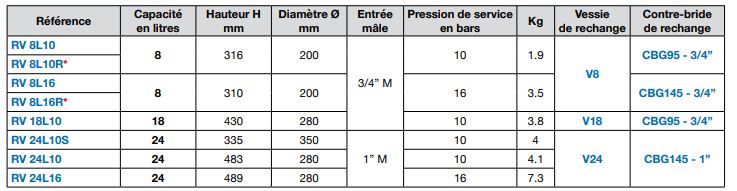 Réservoir à vessie RV en acier peint - 8 à 2000 litres - Pression 10 et 16 bars - Calpeda Pompes_4