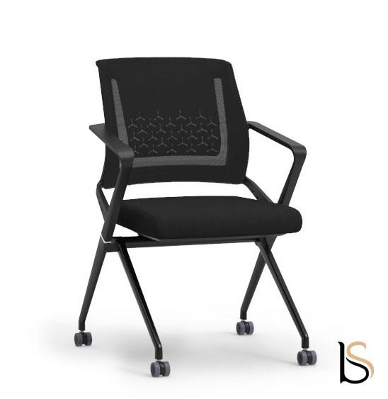 Chaise visiteurs avec assise pliante Plys - Mobel Linea - Noir, 4 sièges_4