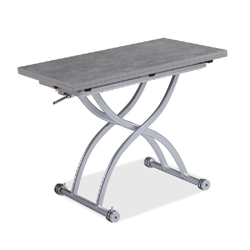 Table basse relevable extensible Hirondelle - finition béton - compacte 100 x 57/114 cm_4