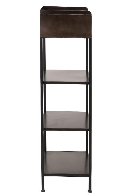 Étagère AKIBE - 1 tiroir, 3 tablettes en métal noir - Design classique et pratique_4