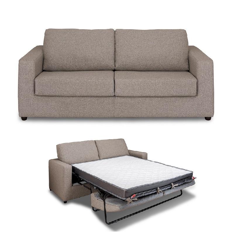 Canapé convertible Primo - ouverture express 140cm - dossier moelleux - matelas 14cm - tweed beige - fabrication italienne_4
