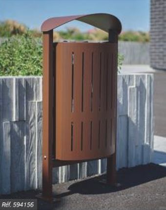 Corbeille publique avec option cendrier - 50 litres - Compatible bancs Silaos - Acier, bois PEFC ou plastique recyclé_4