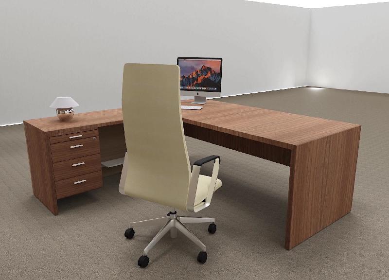 Bureau avec retour T45 finition bois- Quadrifoglio. - 220, Noyer canaletto, Gauche_4