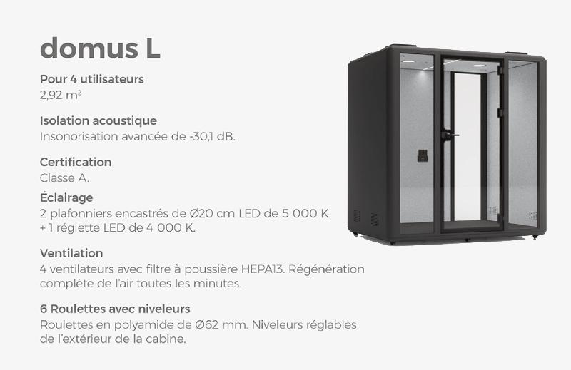 Cabine acoustique 4 personnes Domus L - Mobel Linea - Gris anthracite , Gris_4