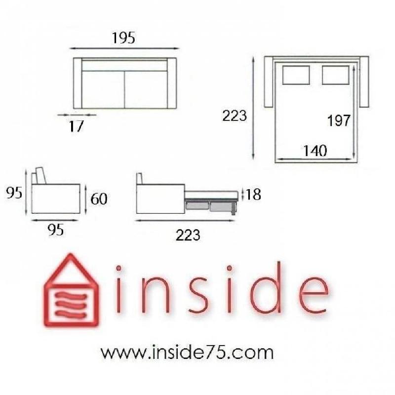 Canapé convertible 3 places MASTER - Couchage 140cm - Matelas 18cm - Sommier à lattes Renatonisi - Cuir Vachette blanc cassé_4