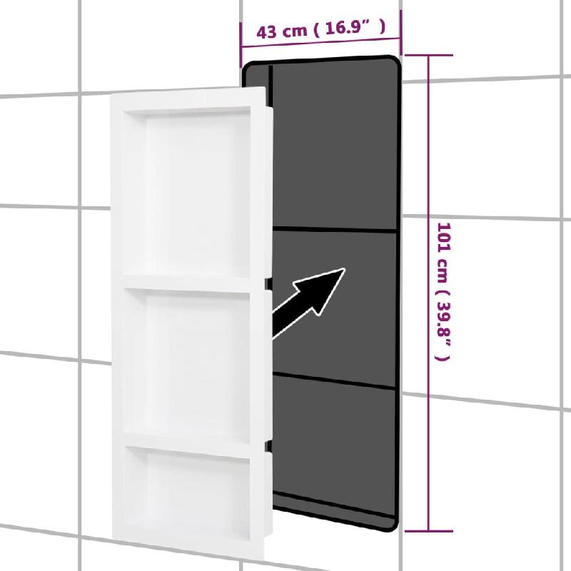 Vidaxl niche de douche avec 3 compartiments blanc mat 41x99x9 cm 151399_4