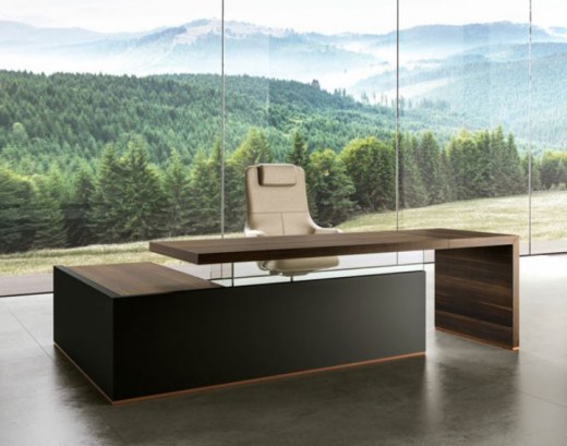 Bureau de Direction BOLD58 Leaven avec Meuble de Service à Droite - Référence 4930 BD A - Mélaminé anti-rayures et anti-reflets_4