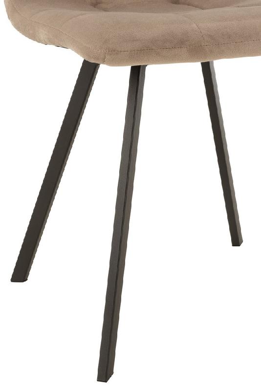 Chaise de salle à manger MILENA beige - métal noir et velours doux_4