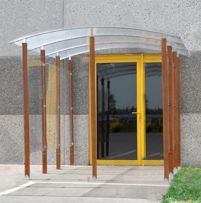 Abri Bridge - Longueur 2350 mm - Hauteur 2300 mm - Piliers en bois exotique - Base en acier zingué_4