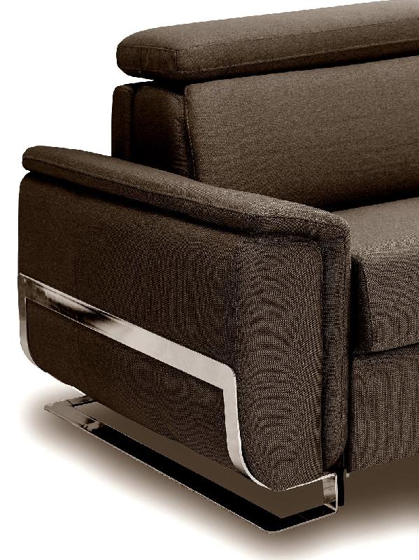 Canapé convertible express Réaumur 140cm - Matelas 16cm - Pieds luge - Polyuréthane marron - Fabrication italienne_4