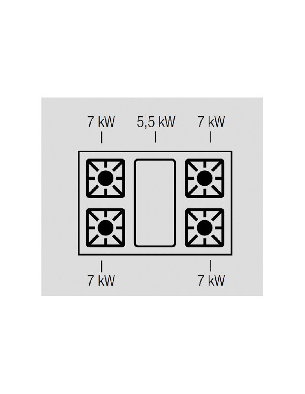 Fourneau 4 feux gaz - 7 kW - plaque coupe feux sur four gaz GN2/1 et placard - MBM - Gamme DOMINA PRO 700_4