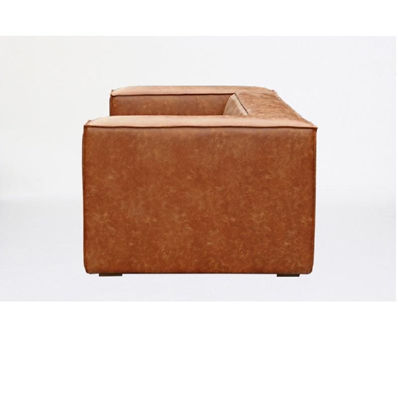 Canapé Hazou marron clair 3 places - design chic et contemporain avec manchettes généreuses_4