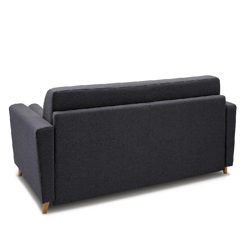 Canapé convertible express VIRGOLA - Matelas 16 cm, sommier à lattes 140 cm - Tissu tweed gris anthracite_4