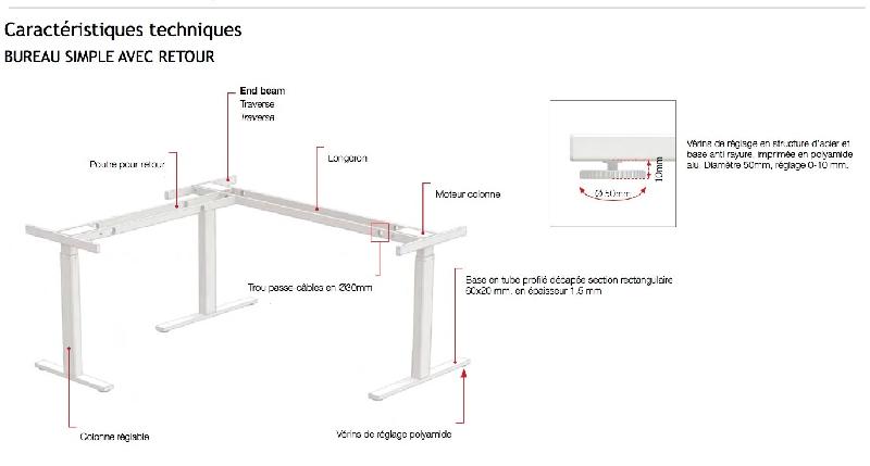 Bureau d'angle électrique réglable en hauteur - Quadrifoglio - Oui, Oui, 160, Hêtre_4