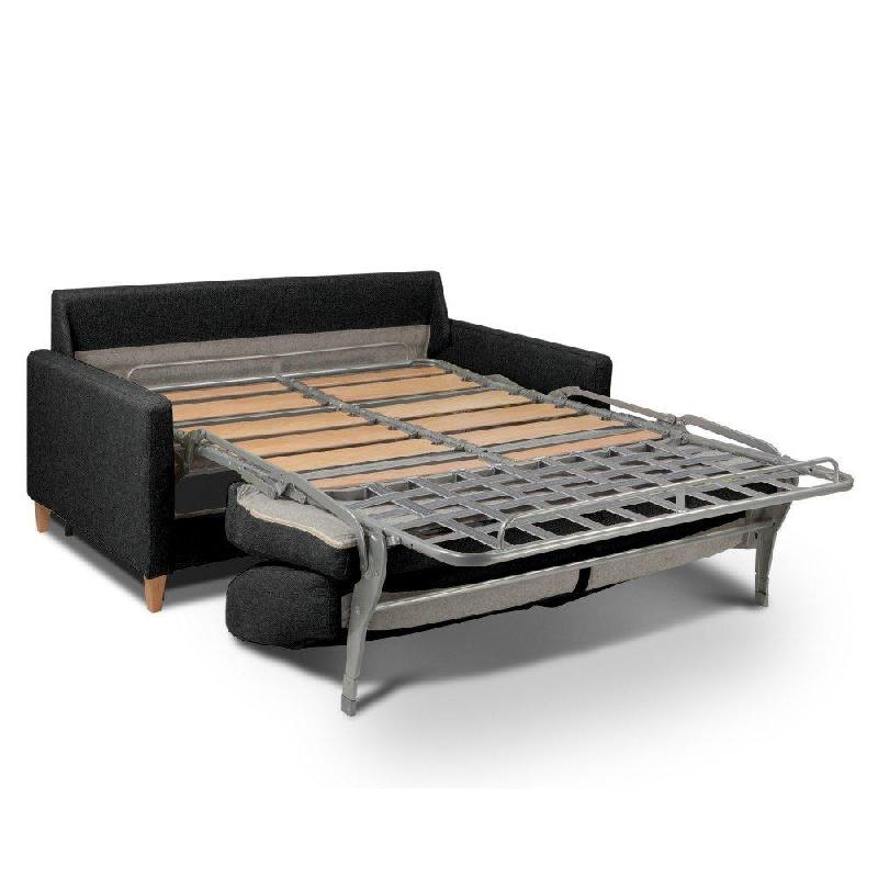 Canapé convertible OGGETTO - Matelas 16 cm - Système EXPRESS - Sommier à lattes 160 cm - Tweed noir - RENATONISI_4