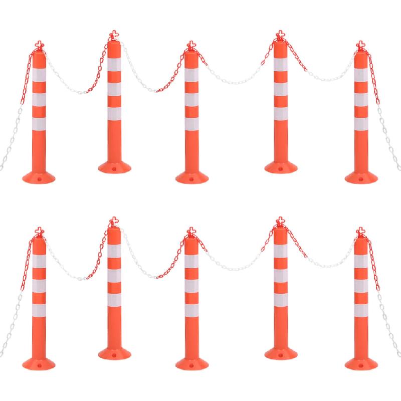 Vidaxl bornes de contrôle du trafic 10 pcs avec chaîne 75 cm pe 150964_4