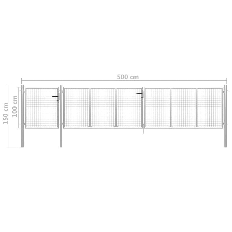 Vidaxl portail de jardin acier 500 x 100 cm argenté 144353_4