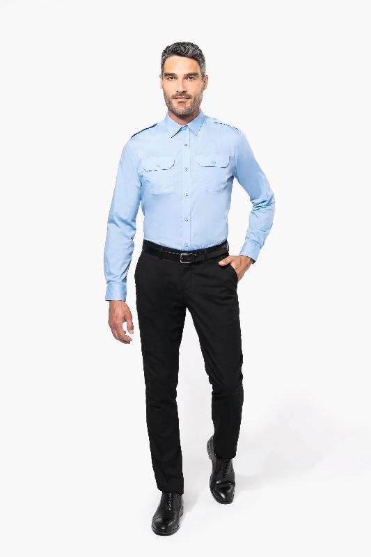 Chemise pilote manches longues homme - Réf: K505 - Kariban - 65% polyester / 35% coton_4