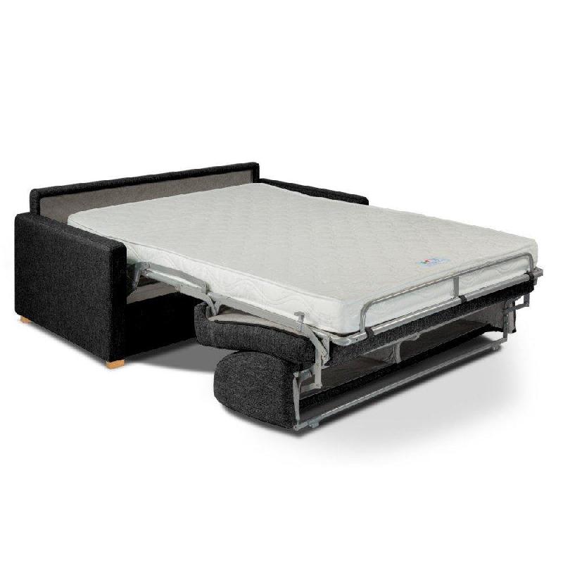 Canapé convertible express Birdy 140cm - Matelas 16cm - Mono assise capitonnée - Tweed gris graphite - Ouverture en quelques secondes_4