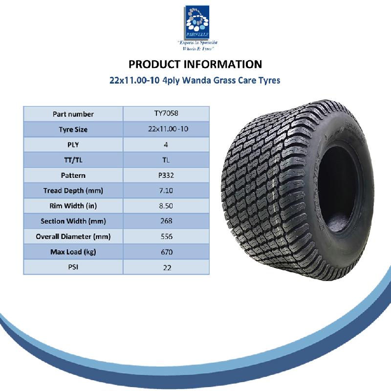 22x11.00-10 Pneu pour tondeuse à gazon 4ply Multi Turf Grass Wanda P332 670kgs Off Road Use_4