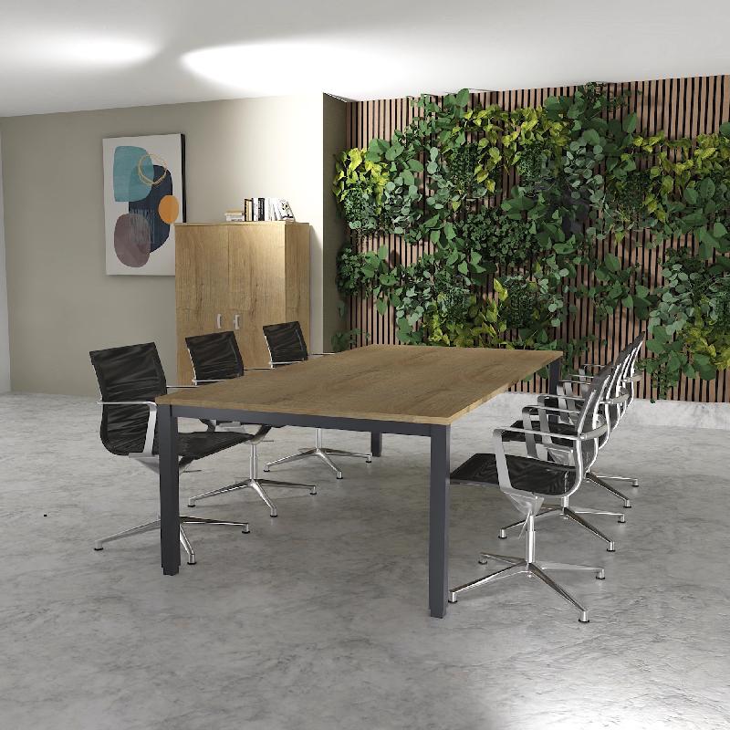Table de réunion 6-8 personnes Tempo - Mobel Linea - 200, Anthracite, Chêne veiné_4