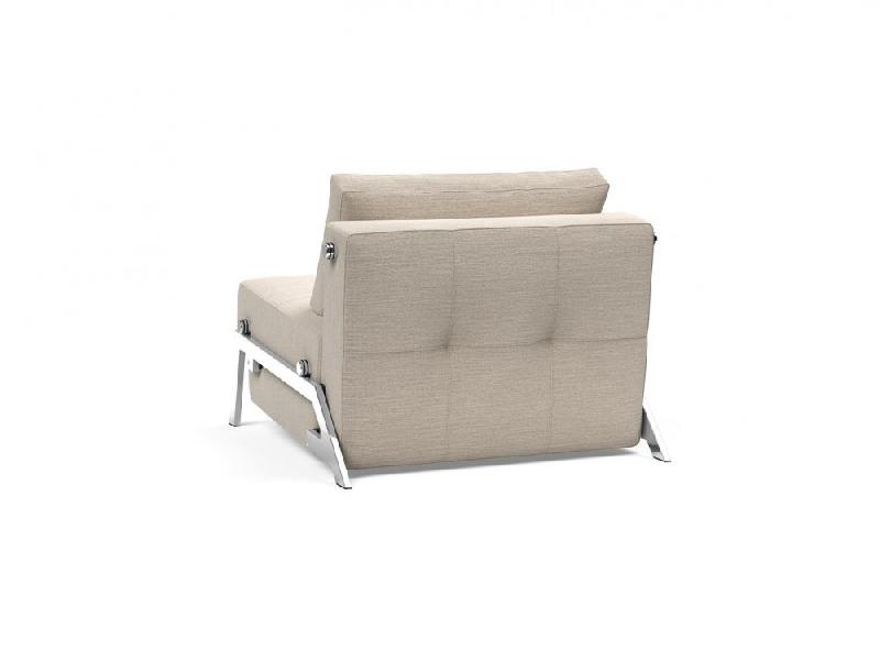 Innovation Living - Fauteuil convertible design Cubed 02 Chrome Blida Sand Grey - Lit 90x200 cm_4