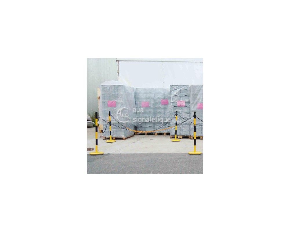 1631357 - Poteau de signalisation en acier - Rouge/Blanc avec socle lester et bandes réfléchissantes_4