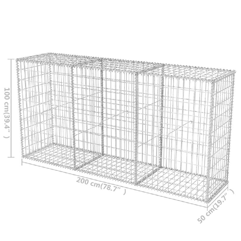 Vidaxl panier de gabion acier galvanisé 200x50x100 cm 142552_4
