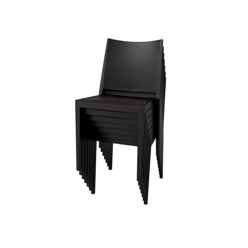 Chaise de café Gomera Full noire - sans accoudoirs, empilable et résistante_4