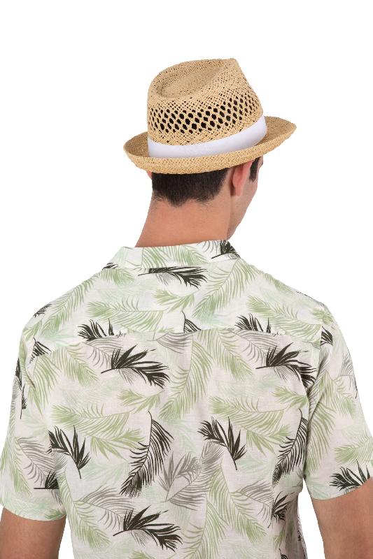 Chapeau de paille style Panama - Fibre végétale - Petits bords - Réf: KP611_4
