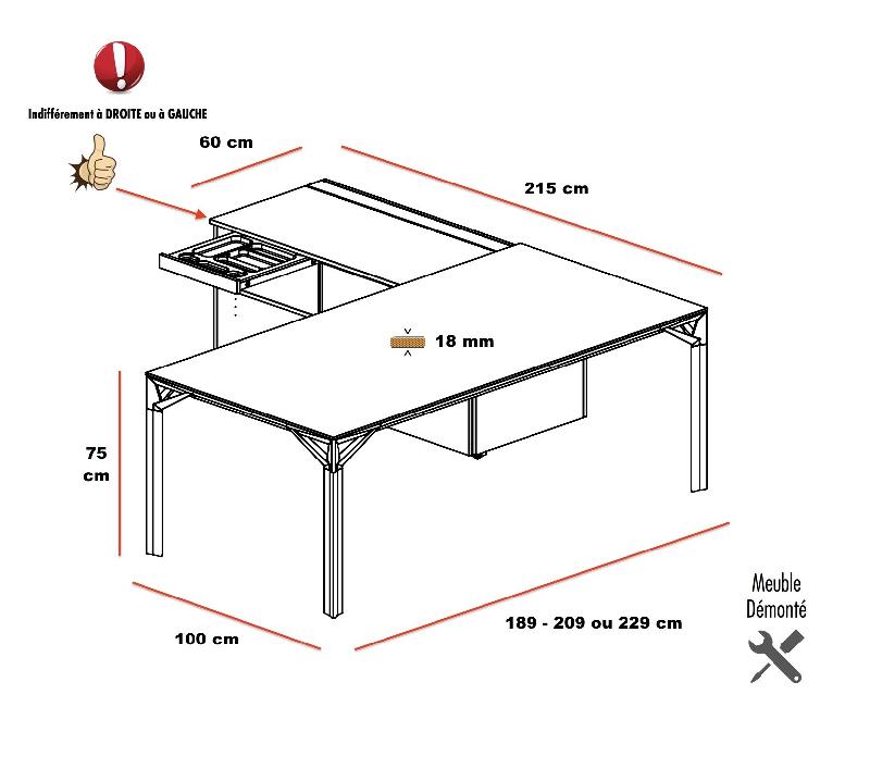 Bureau Manager Design sur meuble retour X8 - Officity. - 189, Blanc, Blanc_4