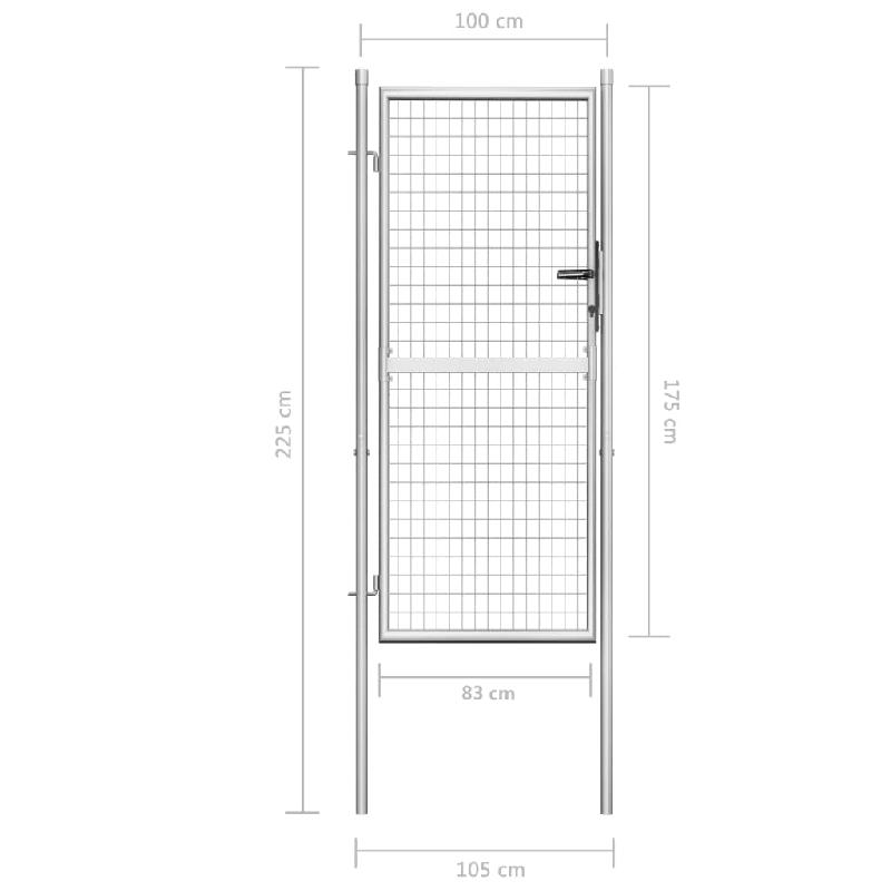 Vidaxl porte de jardin acier galvanisé 105x225 cm argenté 144759_4