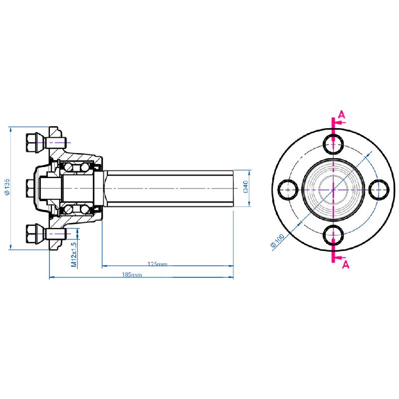 20x10.00-8 ATV Trailer Kit Wanda P332 Grass Wheels Hub  Stub Axles, Hitch 900kg_4
