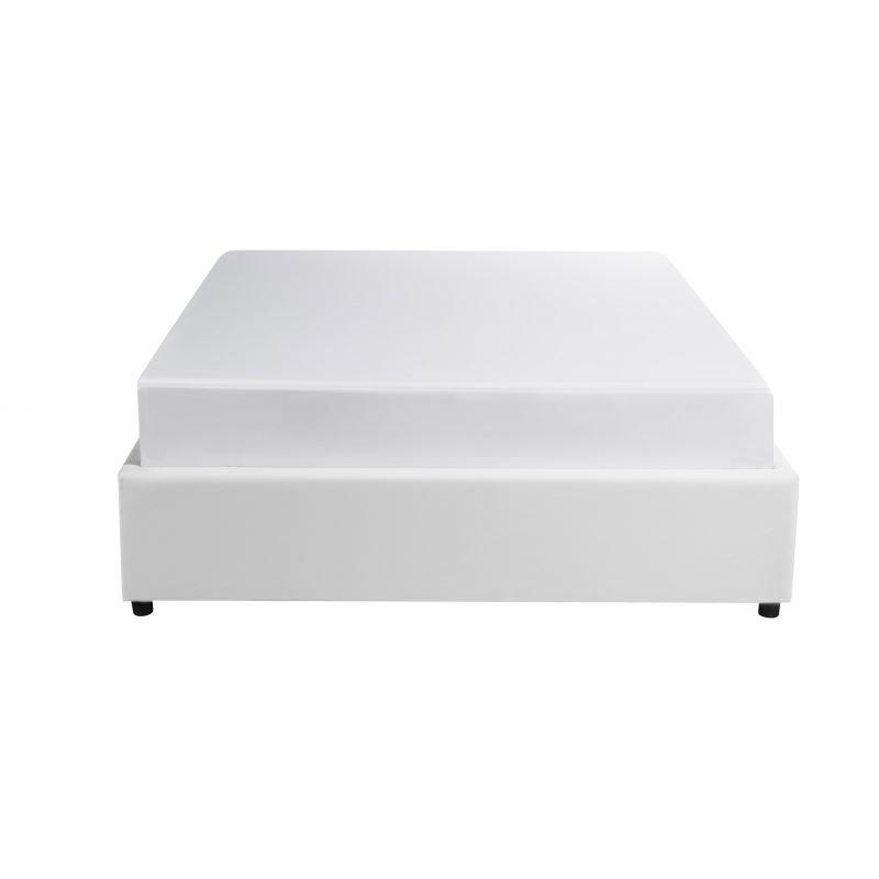 Lit coffre Dorres 160x200 cm - sommier relevable - revêtement polyuréthane blanc - grand coffre de rangement_4