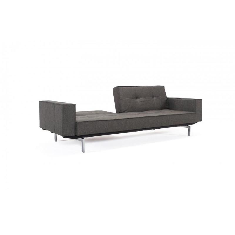 Innovation Living - Canapé Splitback pieds chromés avec accoudoirs - Convertible lit 115x210 cm - Tissu Flashtex Dark Grey_4