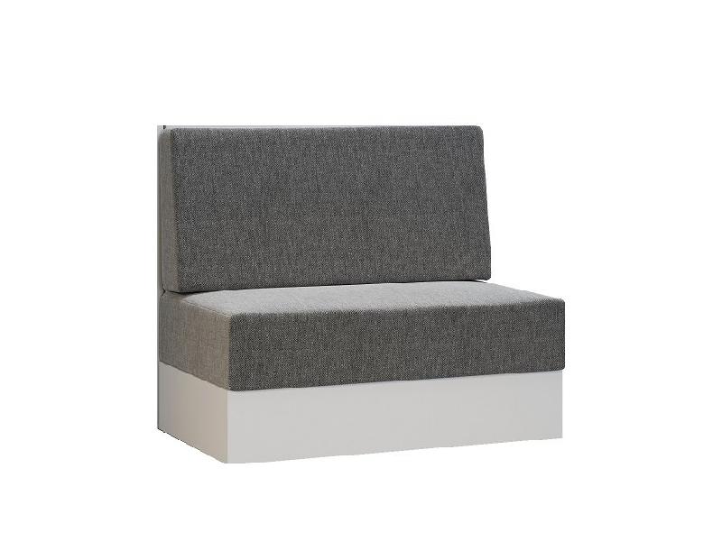 Armoire lit escamotable Dynamo Sofa - Canapé accoudoirs mélaminés blanc et tissu gris - Couchage 90x200 cm_4