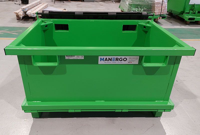 Benne à fond ouvrant 400 l avec couvercle_4