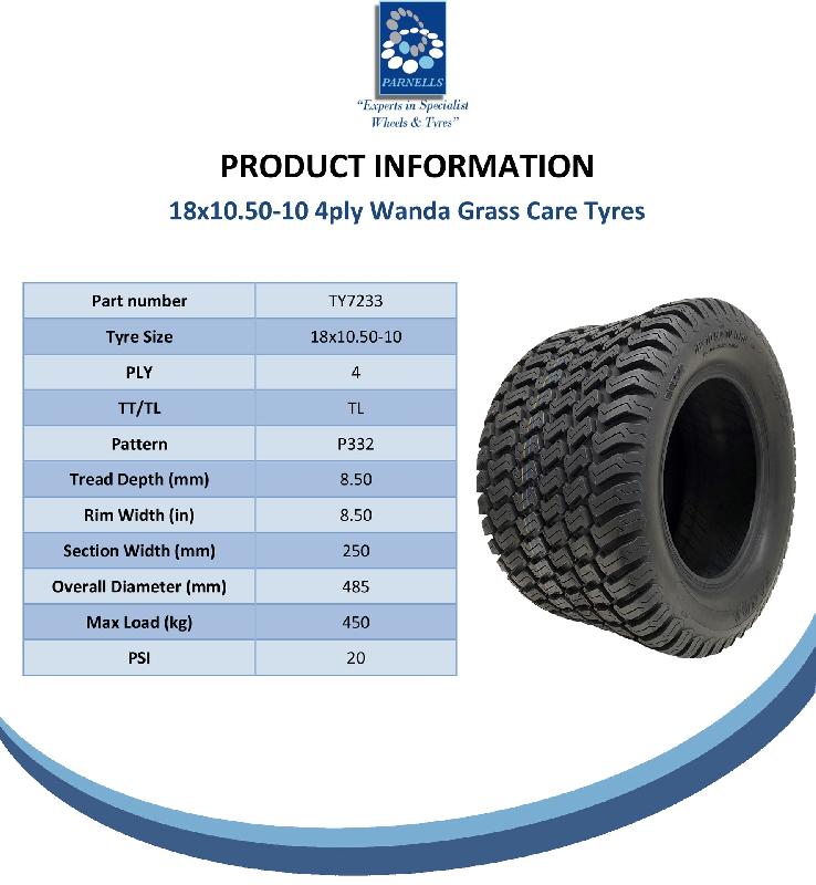Pneus pour tondeuse à gazon 18x10.50-10, 4 plis, Multi Turf Grass P332 Wanda, 450 kg (jeu de 2)_4