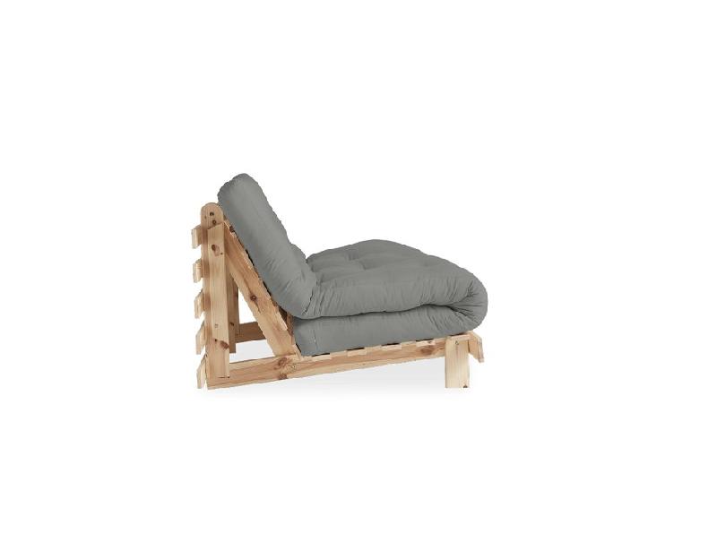 Canapé convertible futon ROOTS - pin naturel - tissu gris - couchage 160x200 cm - design japonais et scandinave - marque KARUP_4