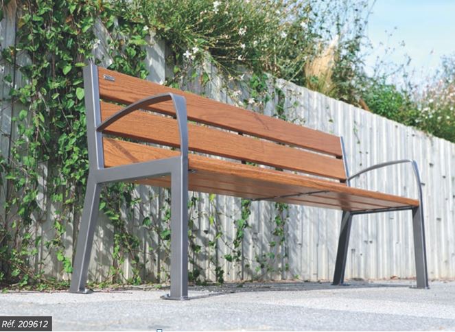 Banc public sobre et noble - bois, acier ou plastique recyclé - SILAOS_4