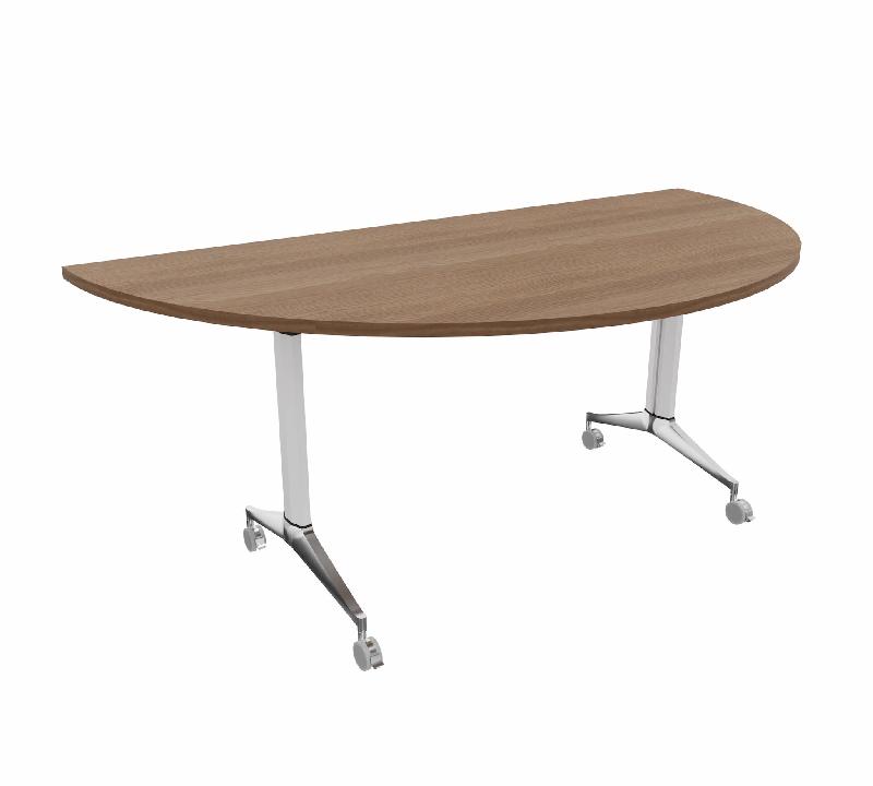 Table de réunion ½ lune Net - Mobel Linea - Blanc, Acacia foncé_4