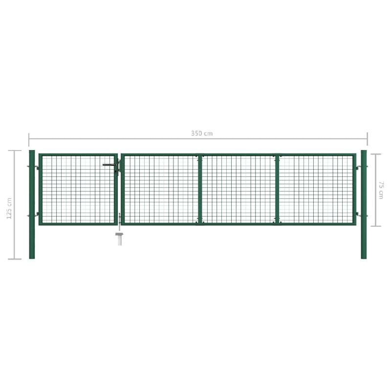 Vidaxl portillon acier 350x75 cm vert 144304_4