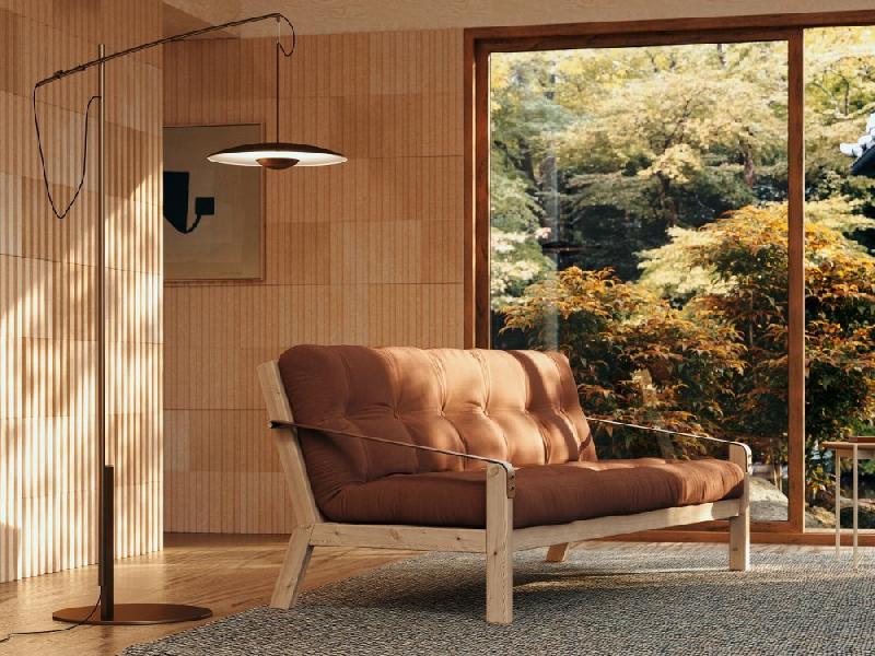 Banquette futon Poetry en pin massif - coloris brun argile - couchage 130 x 190 cm - accoudoirs en cuir_4