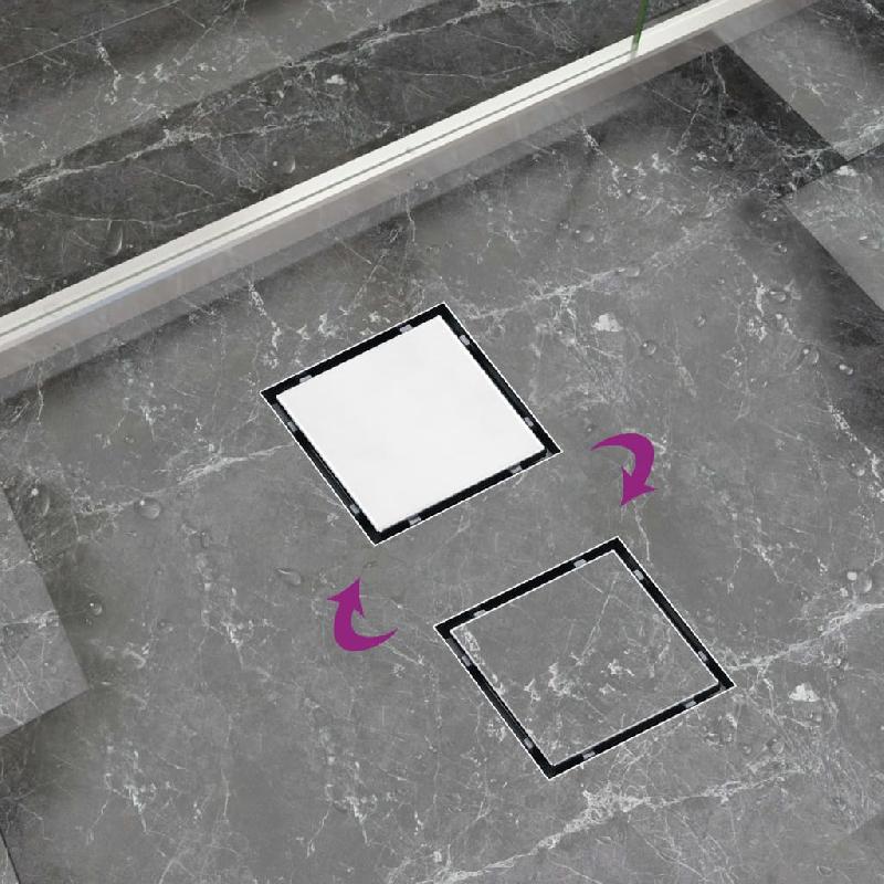 Vidaxl drain de douche avec couvercle 2 en 1 23x23 cm acier inoxydable 145995_4