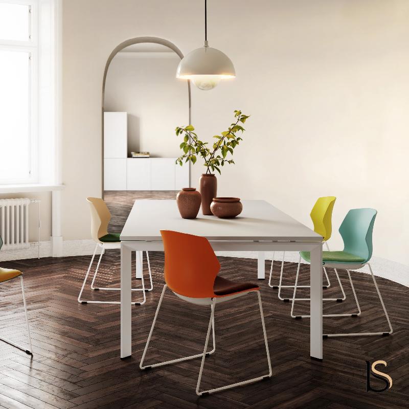 Table de réunion Star - Mobel Linea - Oui, Blanc 9010, 250, Acacia clair_4