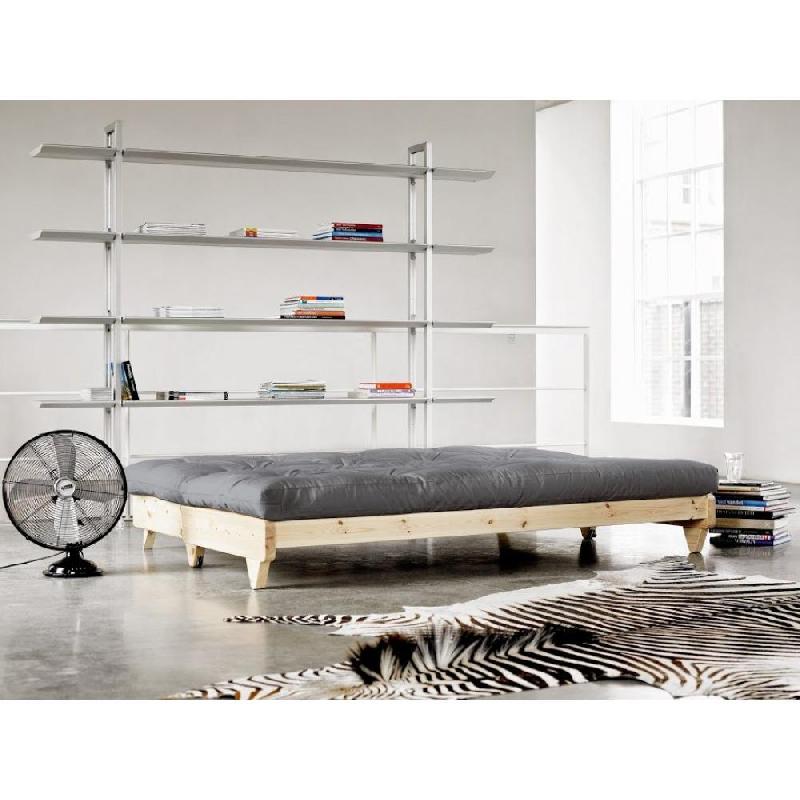 Banquette convertible Fresh Pin - coloris gris - couchage 140x200 cm - pin massif & matelas futon_4