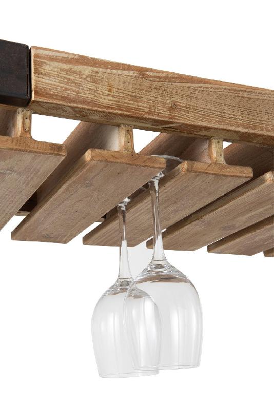 Étagère à vin USTI - 50 bouteilles + verres - Métal noir et bois naturel - 6 étagères - L114 x H188 x P38_4