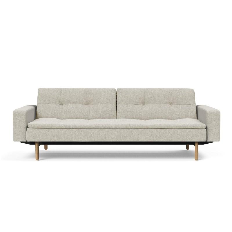 Canapé design Dublexo Stem avec accoudoirs - Convertible lit 115x210 cm - Pieds chêne - Tissu Mixed Dance Natural_4