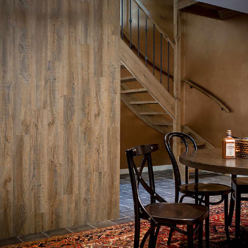Wallart planches d'aspect de bois chêne de récupération marron vintage 432697_4