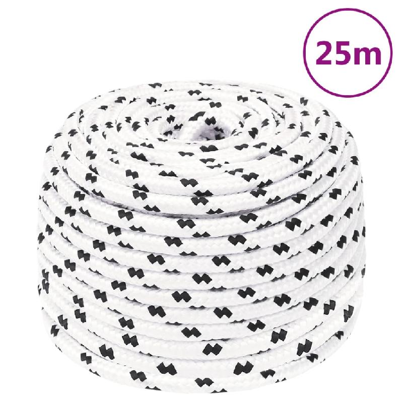 Vidaxl corde de bateau tressé blanc 8 mmx25 m polyester 152766_4